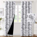 H.VERSAILTEX 100% Blackout Curtains for Living Room Camellia Floral Thermal Insulated Grommet Window Drapes 2 Panels