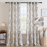H.VERSAILTEX Linen Blend Curtains for Living Room Printed Floral Curtain Grommet Farmhouse Flower Patterned Drapes Window Treatment Panels Set of 2 Panels, 52" W x 84" L, Belinna Floral - Orange