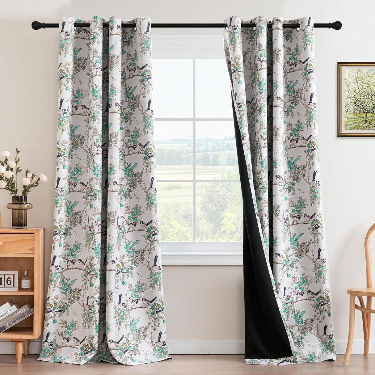 H.VERSAILTEX Floral 100% Blackout Vintage Curtains Patterned Thermal Insulated Grommet Window Drapes