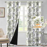 H.VERSAILTEX 100% Blackout Curtains for Living Room Camellia Floral Thermal Insulated Grommet Window Drapes 2 Panels