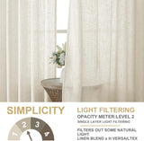 H.VERSAILTEX Linen Semi-Sheer Curtains 84 Inch for Living Room, Ivory
