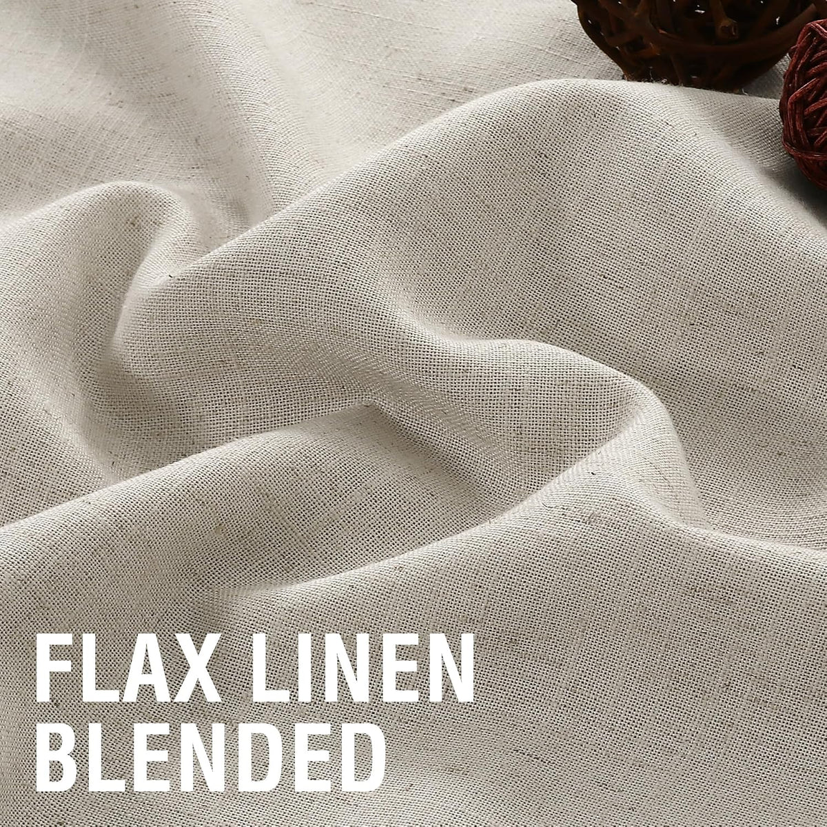 H.VERSAILTEX Light Filtering Linen Curtains 84 Inch for Bedroom, Pale Oak