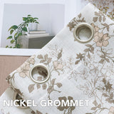 H.VERSAILTEX Linen Blend Curtains for Living Room Printed Floral Curtain Grommet Farmhouse Flower Patterned Drapes Window Treatment Panels Set of 2 Panels, 52" W x 63" L, Retro Floral - Brown