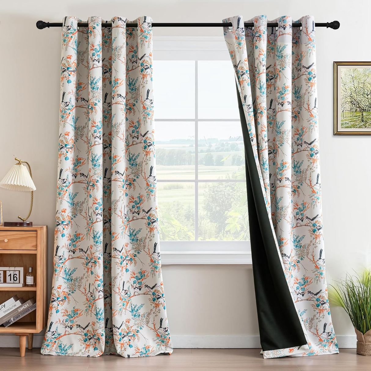 H.VERSAILTEX Floral 100% Blackout Vintage Curtains Patterned Thermal Insulated Grommet Window Drapes