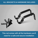 H.VERSAILTEX Contemporary Adjustable Single Black Curtain Rod Set, 0.75 Inch Diameter, Stainless Steel Finish with Square Finial, 28 - 48 In