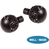 H.VERSAILTEX Single Retractable Curtain Rod for Windows 66"-120"，3/4 Inch Diameter Carved Hollow Ball Tail,Bronze