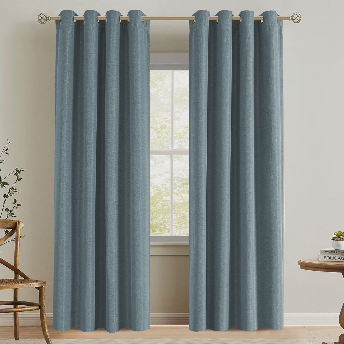 Blackout Fine Line Faux Linen Curtains