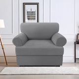 H.VERSAILTEX 4 Pieces Checkerboard Slipcovers Stretch with 3 Individual T Cushion Covers for Living Room(3 Cushion Sofa, Taupe)