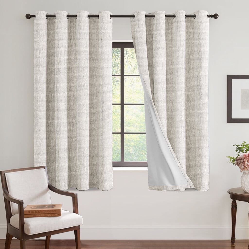 H.VERSAILTEX 100% Blackout Curtain Linen Textured Chenille Grommet Thermal Curtains for Bedroom Light-Blocking (2 Panels, 52" x 96", Glacier Gray)