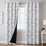 H.VERSAILTEX 100% Blackout Curtains Camellia Floral Printed Drapes Leah Floral Thermal Bedroom Curtains for Living room with Black Liner 2 Panels,52" x 96",Teal