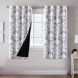 H.VERSAILTEX 100% Blackout Curtains Camellia Floral Printed Drapes Leah Floral Thermal Bedroom Curtains for Living room with Black Liner 2 Panels,52" x 96",Teal