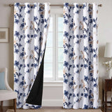 H.VERSAILTEX 100% Blackout Curtains Cattleya Floral Printed Drapes Leah Floral Thermal Bedroom Curtains for Living room with Black Liner 2 Panels,52" x 96",Grey/Teal