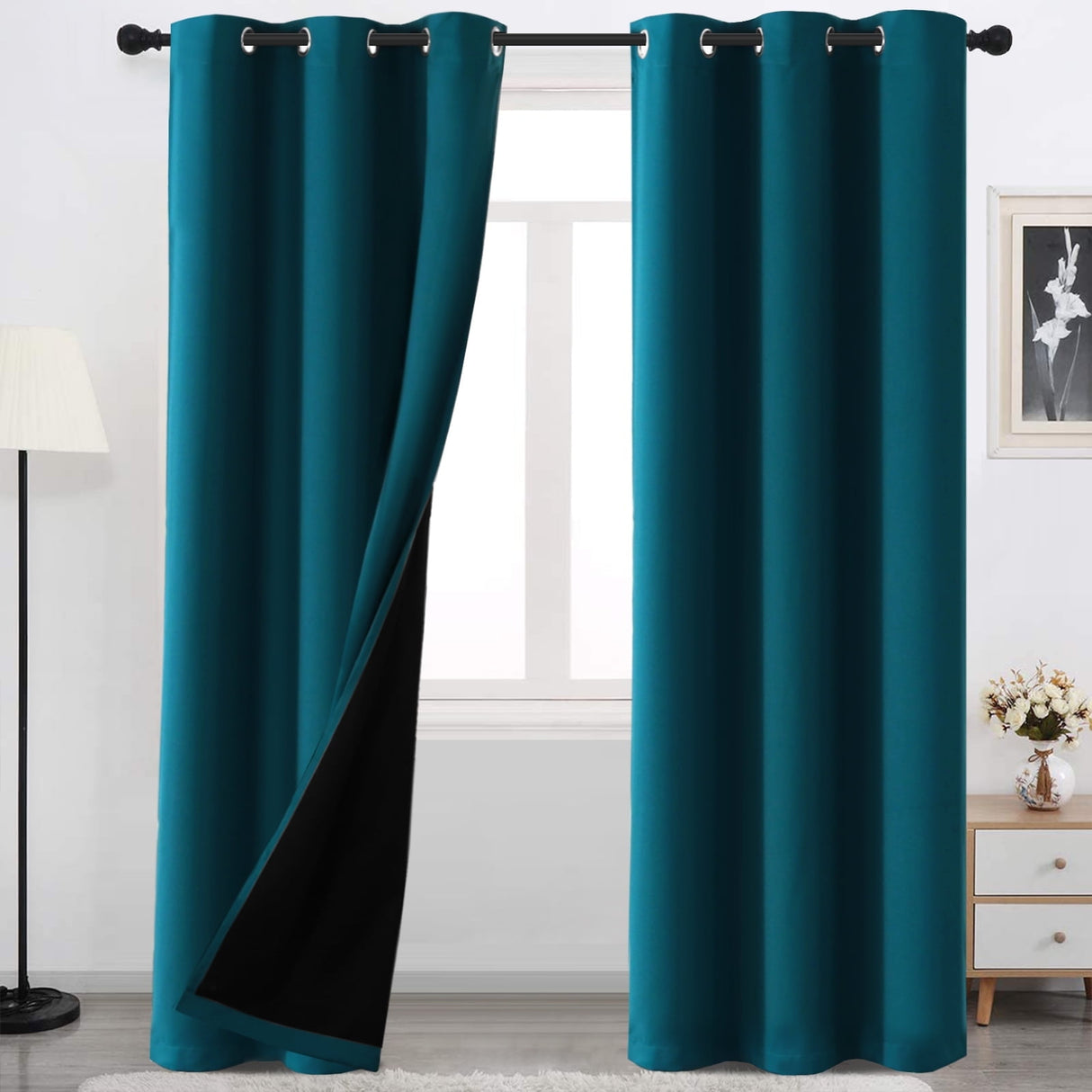 H.VERSAILTEX Thermal Insulated 100% Blackout Grommet Curtains for Bedroom, Pumice Stone, 52" x 84", 2 Panels