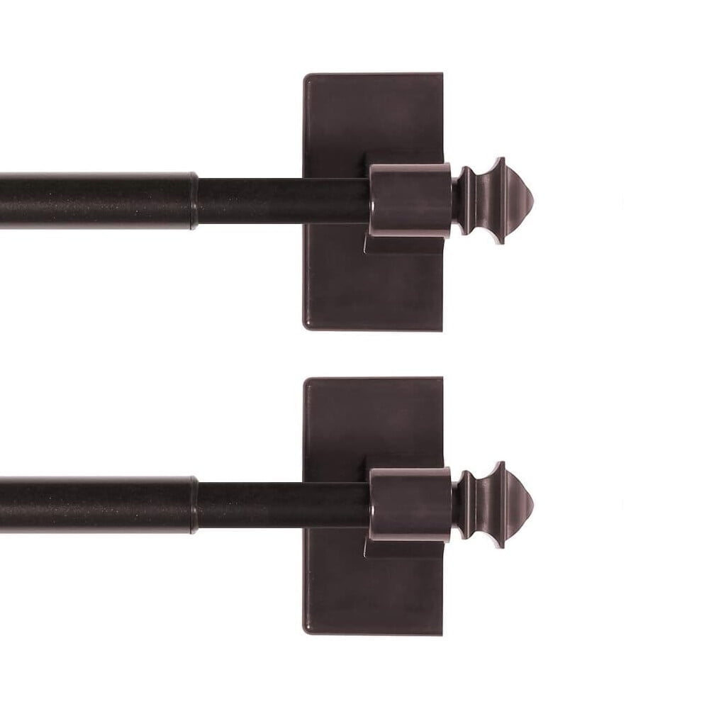 H.VERSAILTEX Classic Collection Contemporary Stainless Steel Square Adjustable Magnetic Curtain Rods, 16 - 28 in White