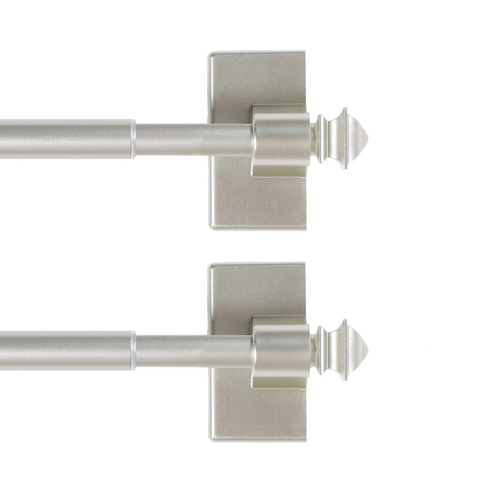 H.VERSAILTEX Classic Collection Contemporary Stainless Steel Square Adjustable Magnetic Curtain Rods, 16 - 28 in White