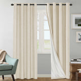 H.VERSAILTEX Natural Linen Blackout Curtains Set of 2 Panels, 100% Completely Blackout Curtains for Sliding Glass Door/Patio (52" x 96", Natural)