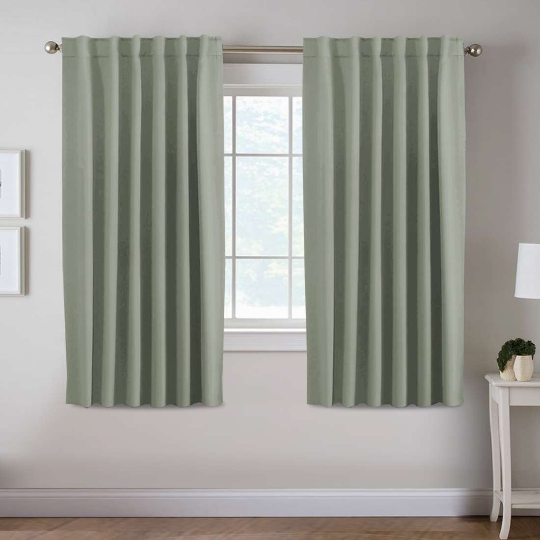 H.VERSAILTEX Blackout Thermal Insulated Window Curtains Bedroom Darkening Black out Drapes for Living Room Back Tab/Rod Pocket Draperies, 2 Panels, 52" x 96", Stone