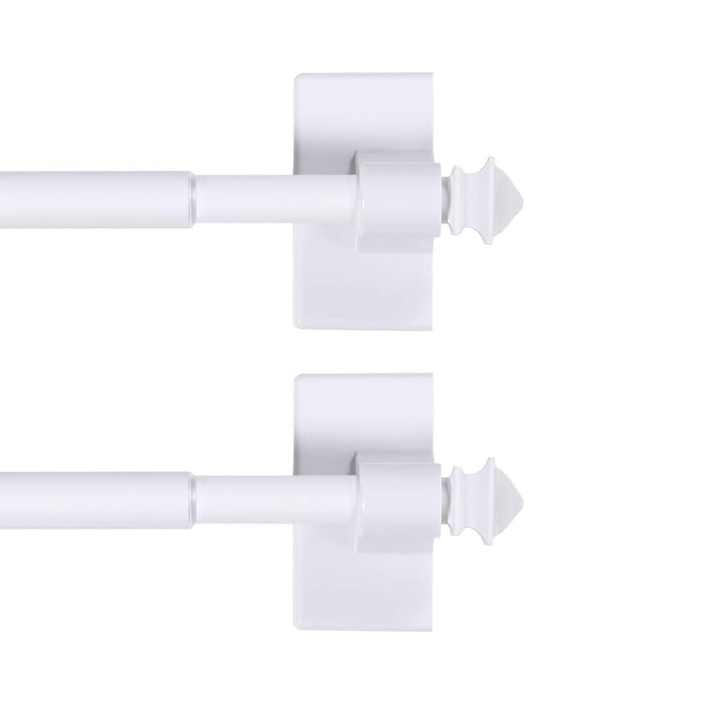 H.VERSAILTEX Classic Collection Contemporary Stainless Steel Square Adjustable Magnetic Curtain Rods, 16 - 28 in White