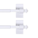 H.VERSAILTEX Classic Collection Contemporary Stainless Steel Square Adjustable Magnetic Curtain Rods, 16 - 28 in White
