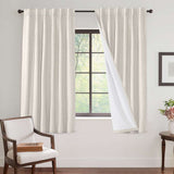 H.VERSAILTEX Contemporary Faux Linen 100% Blackout Back Tab/Rod Pocket/Hook Belt Thermal Insulated Curtain Sets for Bedroom, 2 Panels, 52"x 63", Beige