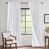H.VERSAILTEX Contemporary Faux Linen 100% Blackout Back Tab/Rod Pocket/Hook Belt Thermal Insulated Curtain Sets for Bedroom, 2 Panels, 52"x 63", Beige