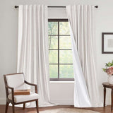 H.VERSAILTEX Contemporary Faux Linen 100% Blackout Back Tab/Rod Pocket/Hook Belt Thermal Insulated Curtain Sets for Bedroom, 2 Panels, 52"x 63", Beige