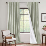 H.VERSAILTEX Contemporary Faux Linen 100% Blackout Back Tab/Rod Pocket/Hook Belt Thermal Insulated Curtain Sets for Bedroom, 2 Panels, 52"x 63", Beige