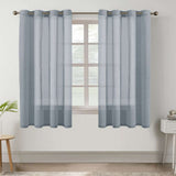 H.VERSAILTEX Farmhouse Natural Linen Sheer Curtains Flax Linen Blended Semi-Sheer Soft Grommet Drapes Set of 2 Panels for Bedroom , 52"x 96" ,Natural