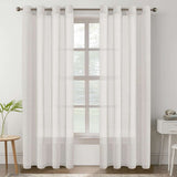 H.VERSAILTEX Farmhouse Natural Linen Sheer Curtains Flax Linen Blended Semi-Sheer Soft Grommet Drapes Set of 2 Panels for Bedroom , 52"x 96" ,Natural