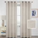 H.VERSAILTEX Linen Sheer Curtains 2 Panel Sets 96 Inch Length- Semi Transparent Privacy Sheer Vertical Curtains & Drapes for Sliding Glass Doors, Angora, 52 x 96 Inch