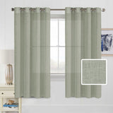 H.VERSAILTEX Linen Sheer Curtains 2 Panel Sets 96 Inch Length- Semi Transparent Privacy Sheer Vertical Curtains & Drapes for Sliding Glass Doors, Angora, 52 x 96 Inch