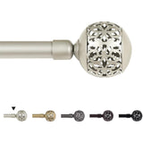 H.VERSAILTEX Single Retractable Curtain Rod for Windows 66"-120"，3/4 Inch Diameter Carved Hollow Ball Tail,Bronze