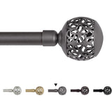 H.VERSAILTEX Single Retractable Curtain Rod for Windows 66"-120"，3/4 Inch Diameter Carved Hollow Ball Tail,Bronze