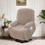 H.VERSAILTEX Slipcover Stretch Electric Power Lift Recliner Chair Cover with Side Pocket, Soft Thick Jacquard(Single Seat, Grey)