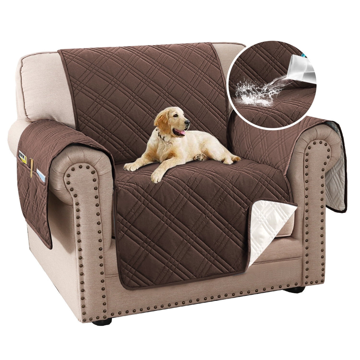 H.VERSAILTEX Diamond Sofa Slipcover,  1-Piece, Non-Slip,  Polyester (Sofa Size,  French Oak)