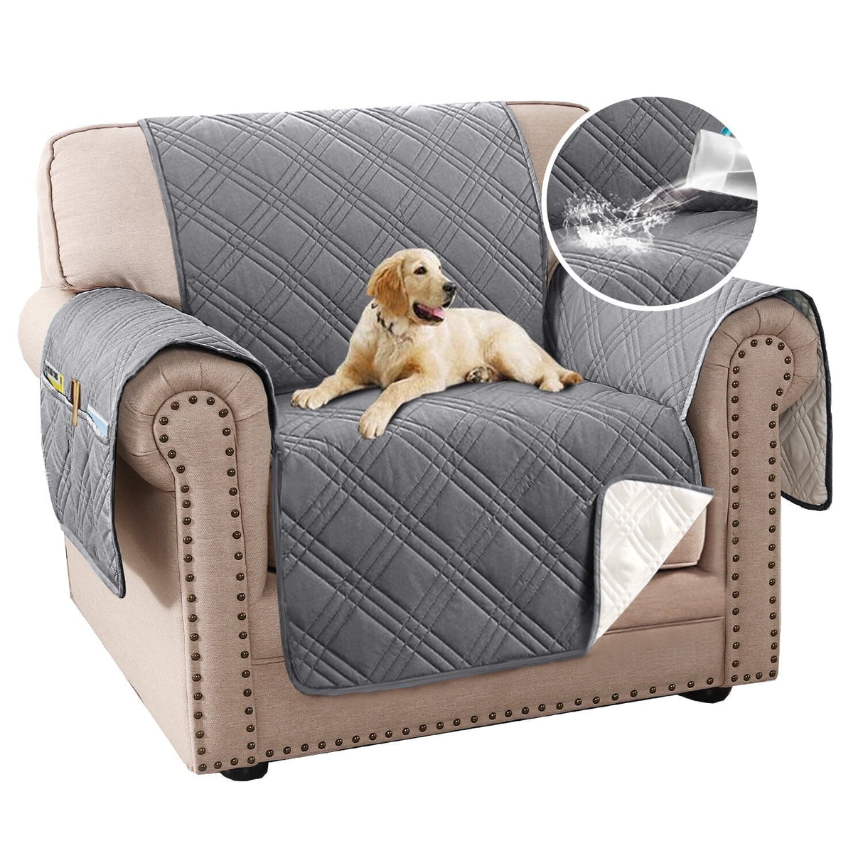 H.VERSAILTEX Diamond Sofa Slipcover,  1-Piece, Non-Slip,  Polyester (Sofa Size,  French Oak)