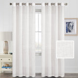 H.VERSAILTEX Linen Sheer Curtains 2 Panel Sets 96 Inch Length- Semi Transparent Privacy Sheer Vertical Curtains & Drapes for Sliding Glass Doors, Angora, 52 x 96 Inch