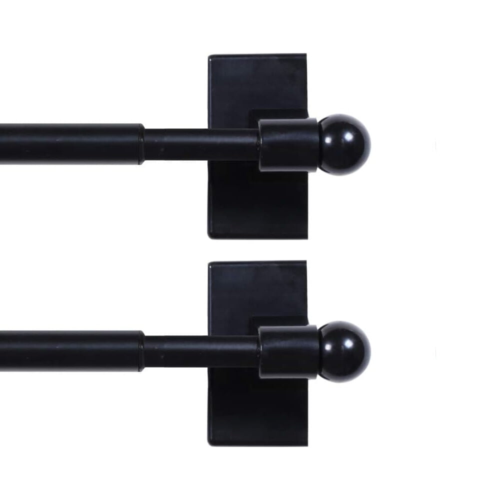H.Versailtex White Magnetic Curtain Rods, 0.5 in Stainless Steel Ball Adjustable, 16 - 28 in,2 Pack