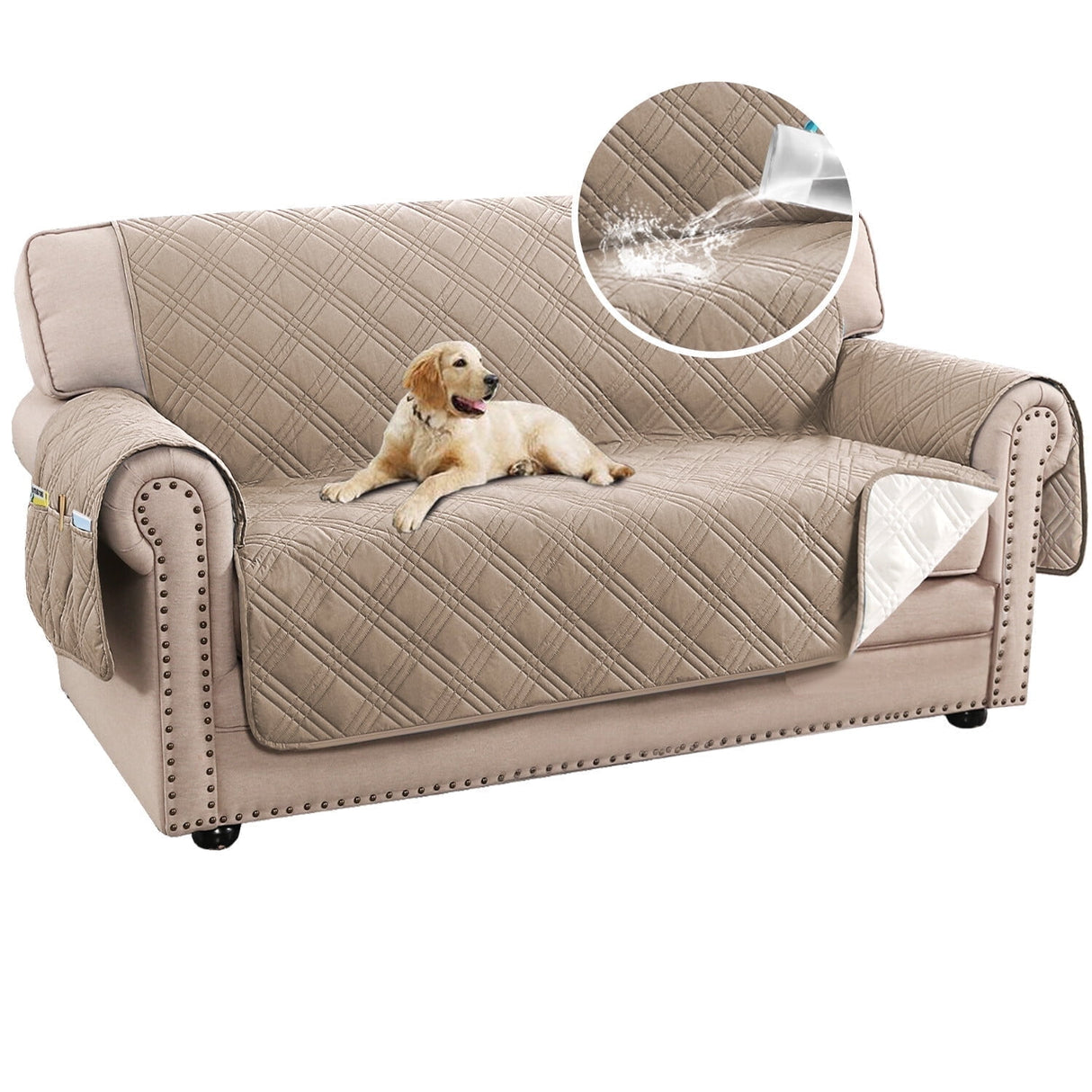 H.VERSAILTEX Diamond Sofa Slipcover,  1-Piece, Non-Slip,  Polyester (Sofa Size,  French Oak)