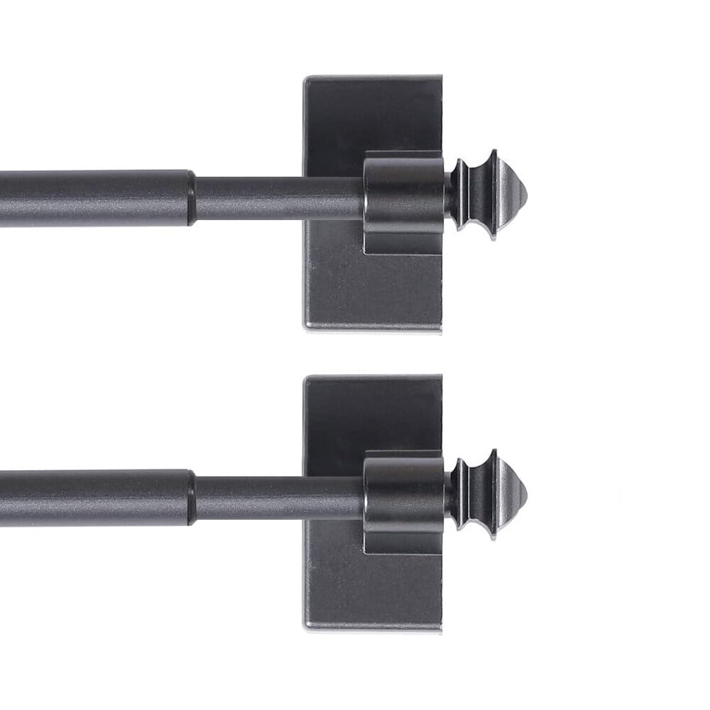 H.VERSAILTEX Classic Collection Contemporary Stainless Steel Square Adjustable Magnetic Curtain Rods, 16 - 28 in White