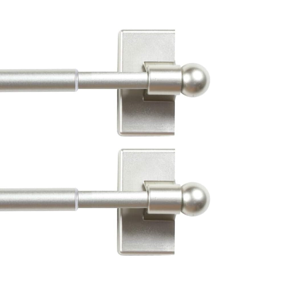 H.Versailtex White Magnetic Curtain Rods, 0.5 in Stainless Steel Ball Adjustable, 16 - 28 in,2 Pack