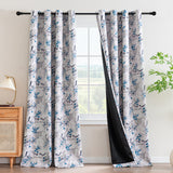 Black Back Printed Floral Curtain
