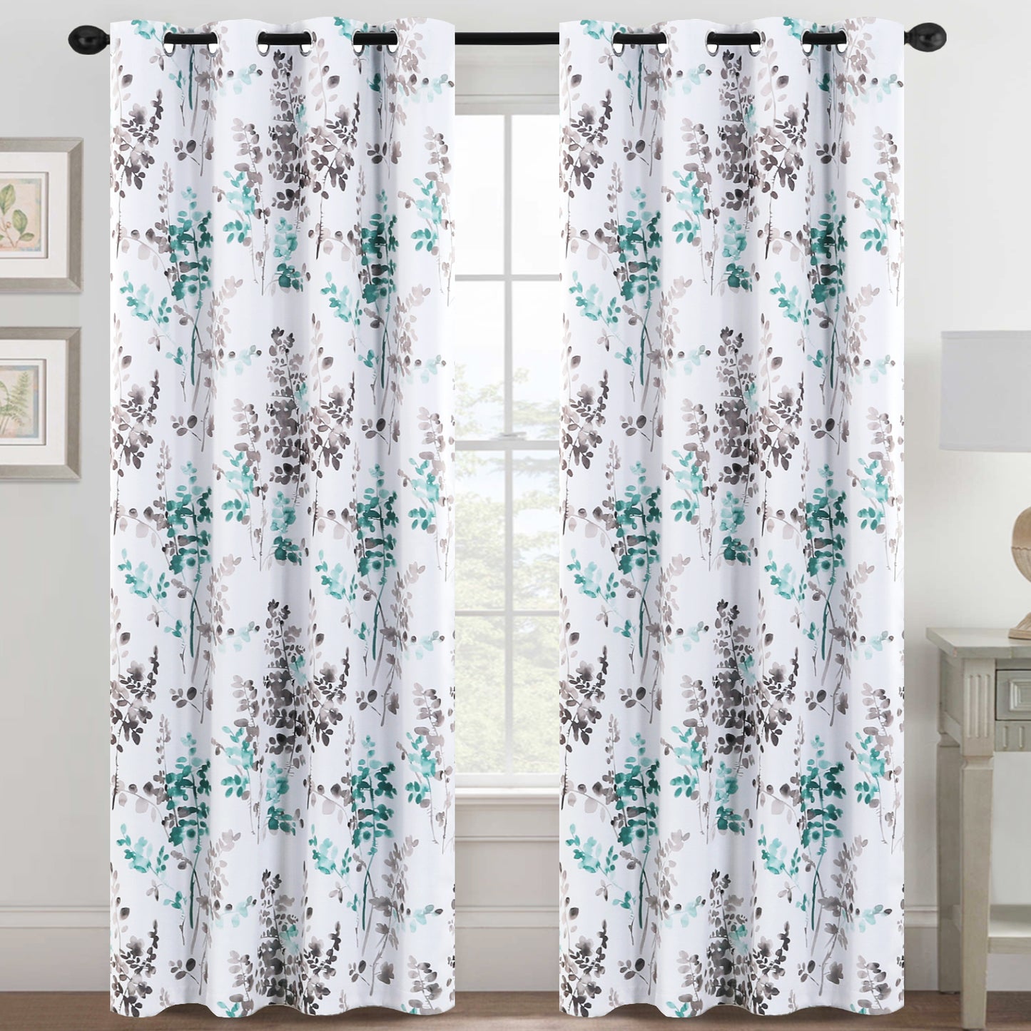 100% Blackout Printed Floral Curtains
