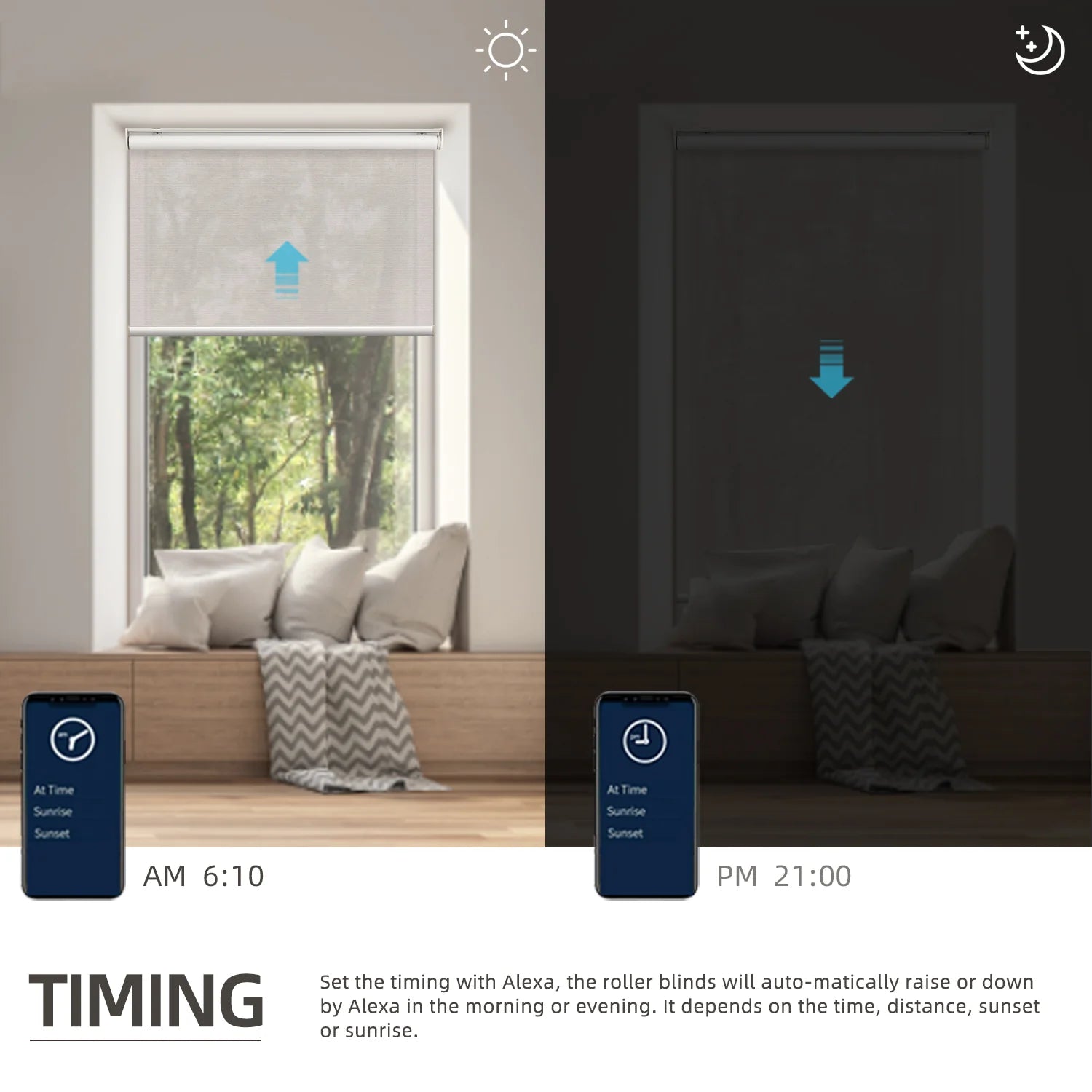 Motorized Light Filtering Roller Shades 70% Blackout Safari