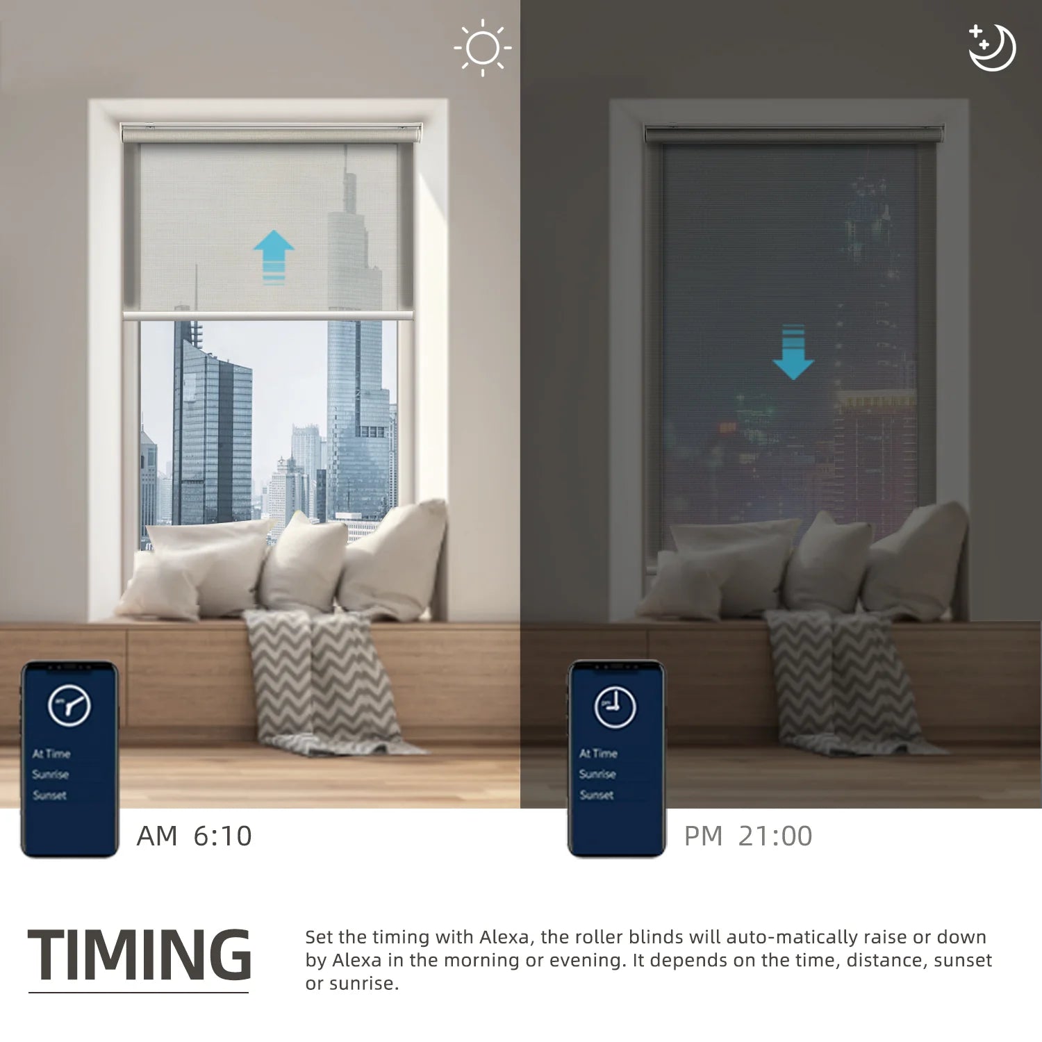 Motorized Light Filtering Roller Shades 50% Blackout PVC Free Sunscreen