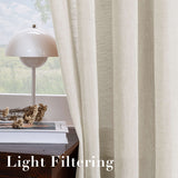 H.VERSAILTEX Farmhouse Natural Linen Sheer Curtains Flax Linen Blended Semi-Sheer Soft Grommet Drapes Set of 2 Panels for Bedroom , 52"x 96" ,Natural