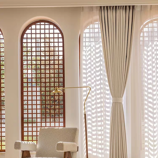 Blackout Fine Line Faux Linen Curtains