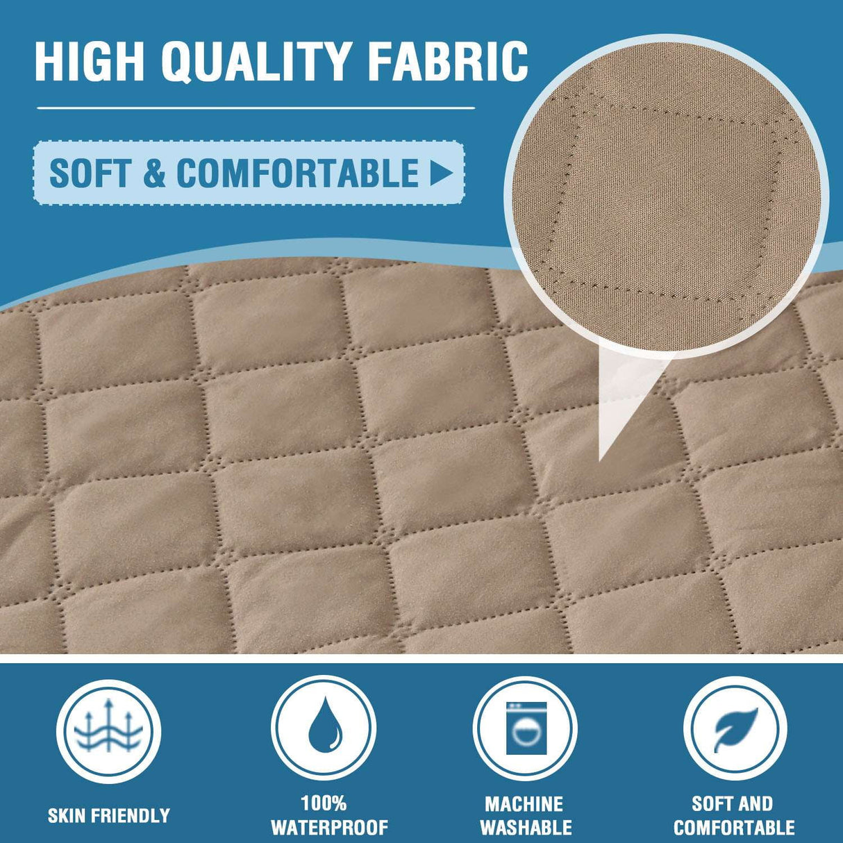 H.VERSAILTEX 100% Waterproof Sofa Cover Non-Slip Machine Washable with Elastic Straps Slipcovers Pet-friendly Furniture Protector (Oversized Sofa, French Oak)