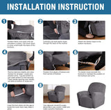 Recliner Chair Cover Velvet Plush 1-Piece Recliner Covers for Large Recliner, Soft Thick Luxury Velvet Furniture Protector with Elastic Bottom, Anti-Slip Foams Attached (Recliner, Grey)