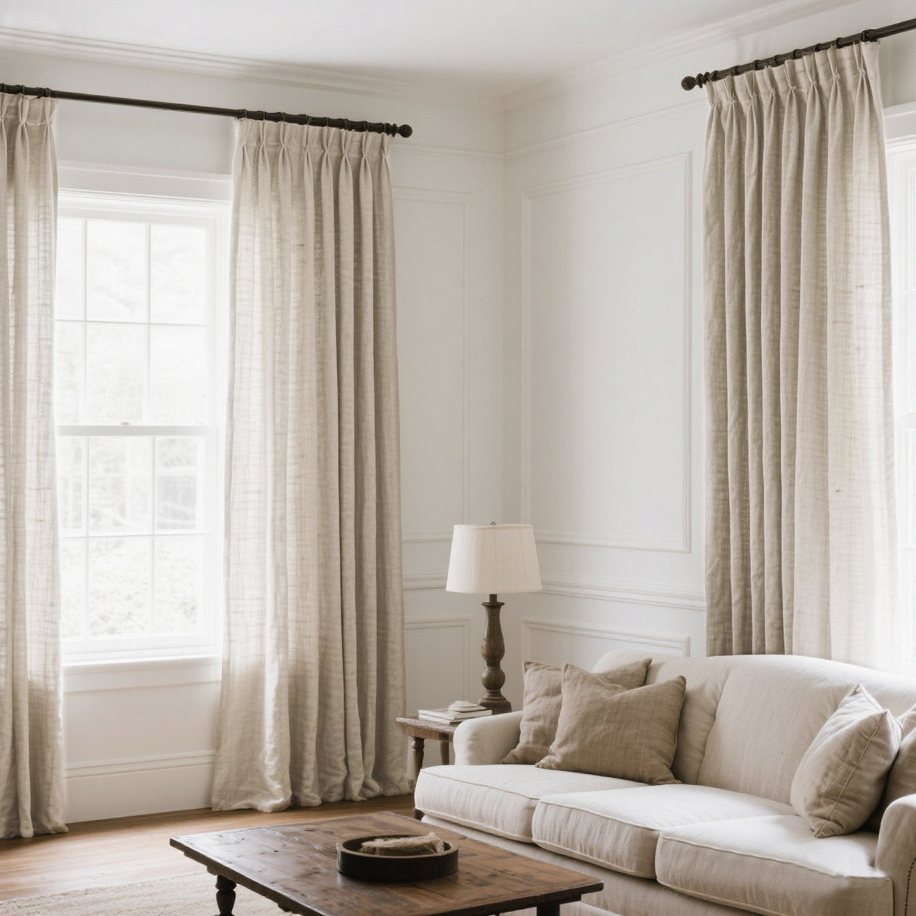 Flowing linen curtains